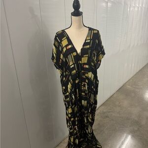 Cost Plus World Market Black and Yellow Geometric Jumpsuit